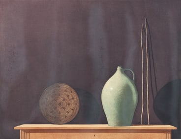 Stephen Lorber 1980 etching and aquatint Green Vase