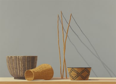 Stephen Lorber 1980 orig screenprint Still Life of Baskets