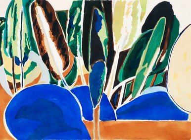 Paul Narkiewicz 1979 color lithograph Untitled Landscape