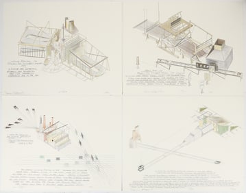 4 Dennis Oppenheim Large Lithographs 1980
