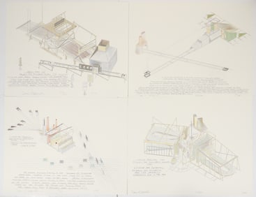 4 Dennis Oppenheim Large Lithographs 1980