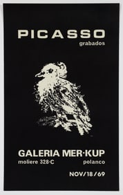 Pablo Picasso Grabados 1969 Mexico City Lithograph Exhibition Poster