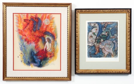 2 Reuven Rubin Horse Color Lithographs Signed