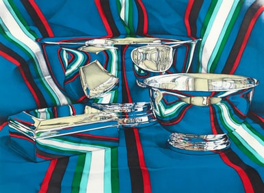 Jeanette Pasin Sloan 1978 orig litho Still Life with Silver Bowls
