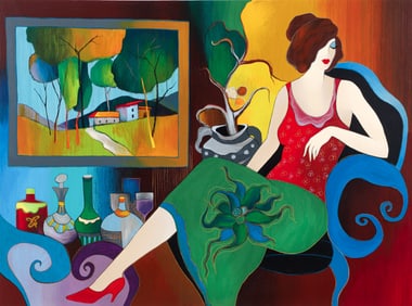Itzchak Tarkay Living Room View Signed Color Lithograph