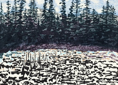 Jack Wise 1995 woodblock British Columbian Landscape