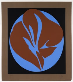 Jack Youngerman Large Blue and Brown Serigraph Signed 1978