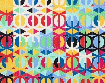 Signed Geometric Lithograph on Paper Afternoon