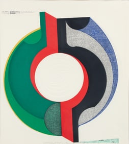Kazumi Amano 1970 color woodcut and embossing Correlation (Pair A)