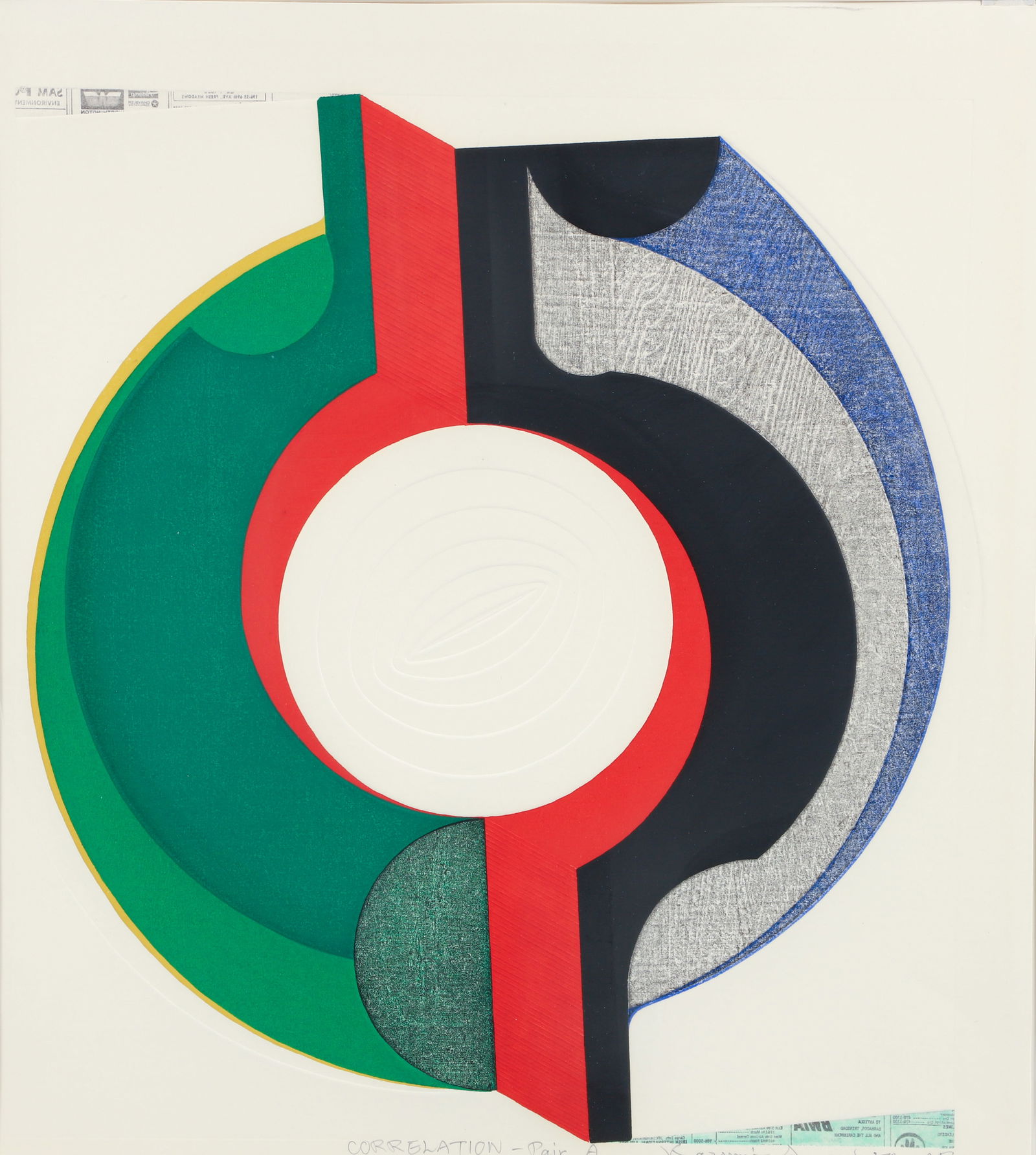 Kazumi Amano 1970 color woodcut and embossing Correlation (Pair A) (1 of 3)