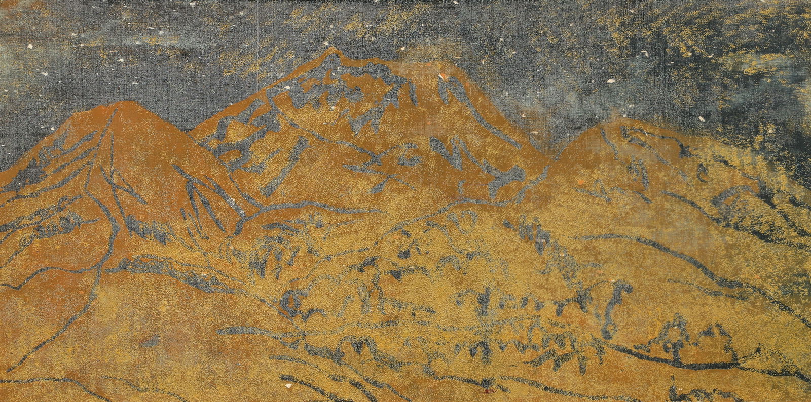 Yukio Katsuda 1967 color woodcut Mountains (1 of 3)