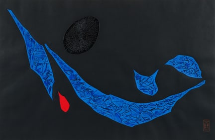 Haku Maki color woodblock and embossing Poem 71-24