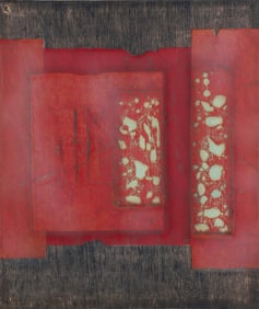 Hiroyuki Tajima 1973 color woodblock Scarlet Impression