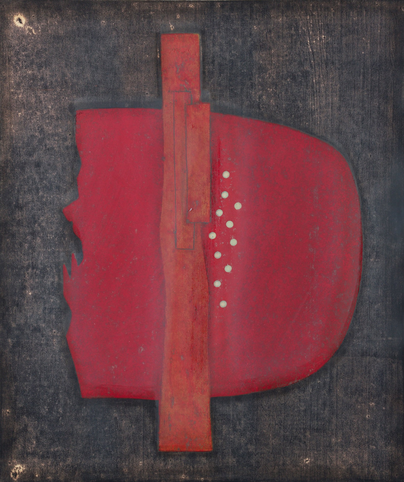 Hiroyuki Tajima 1973 color woodblock The Flag: Tajima, Hiroyuki (Japanese 1911-1984), The Flag, 1973, woodblock print in colors, 21.5 x 17.5 inches, pencil signed, titled, numbered 50-23, and dated in pencil along the lower margin, framed measurin