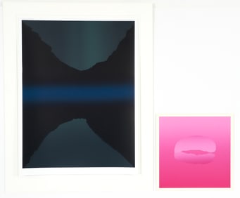 2 Michio Takehara Composition Screenprints 1975 Signed