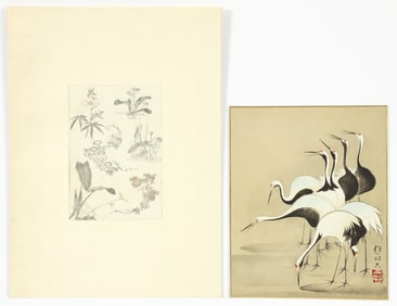 Original Hokusai Woodblock Manga Flower Print 1814