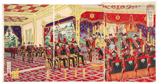 Sekisai Kuniyasu 1887 woodblock Celebration Banquet at the New Imperial Palace