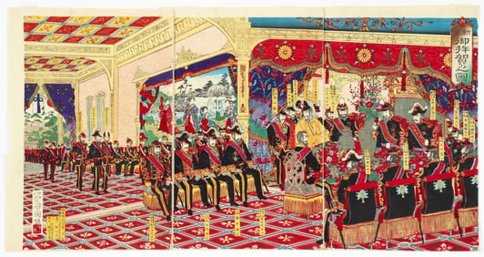 Sekisai Kuniyasu 1887 woodblock Celebration Banquet at the New Imperial Palace