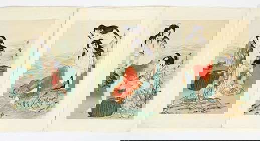 Utamaro Kitagawa Abalone Divers Triptych 1790 Woodblock
