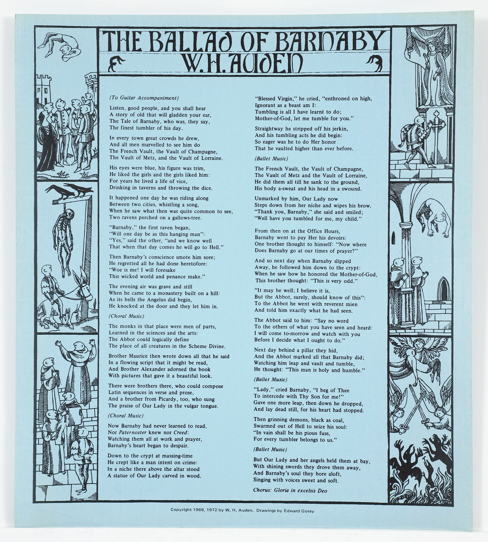 Edward Gorey Ballad of Barnaby Auden Poem Broadside 1973 (1 of 3)