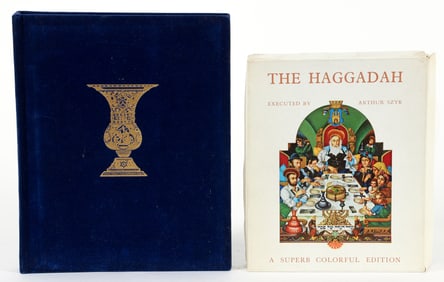 2 copies Arthur Szyk Haggadah Metal and Velvet Bindings