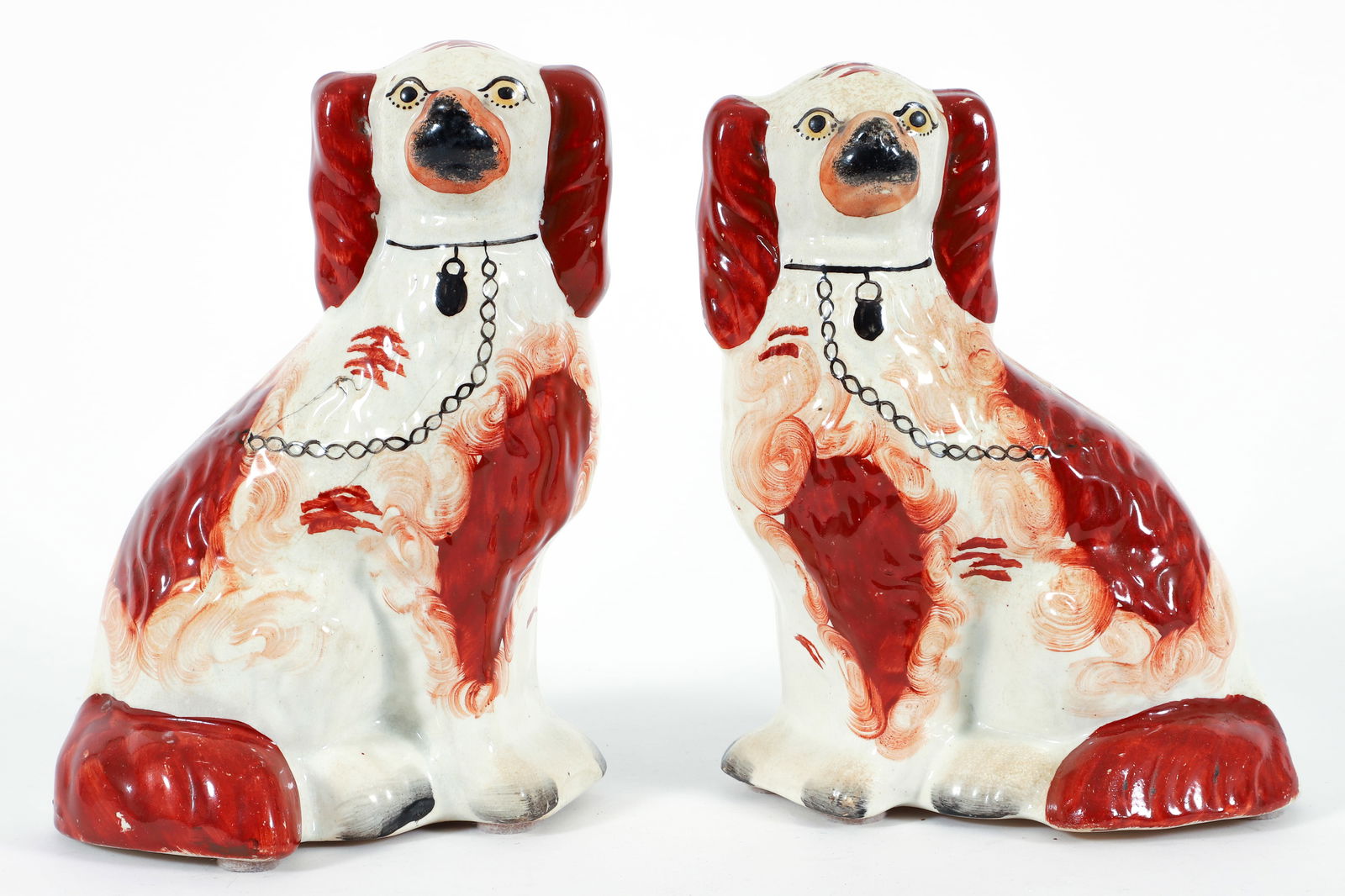 Pair of Vintage Staffordshire Porcelain Dogs