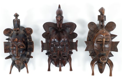 3 good Senufo carved Masks