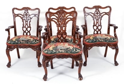 Set of 4 Chippendale Style Dining Chairs