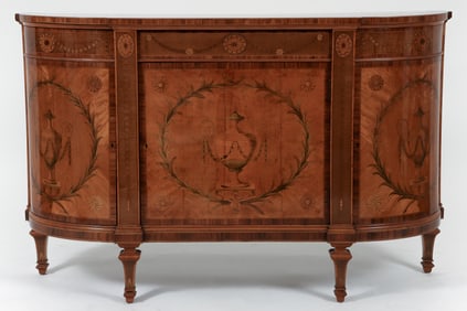 Adam Style Demilune Marquetry Commode