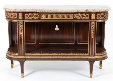 Mahogany Neoclassical Style Hardstone Top Console