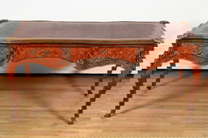 Louis XV Style Leather Top Bureau Plat