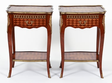 2 Louis XV Style Parquetry Side Tables