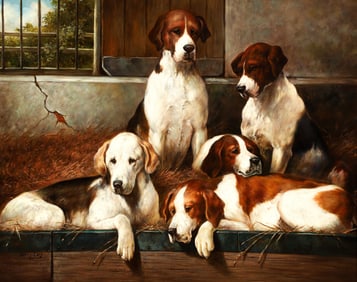 Five Hunting Dogs painting by Shipley