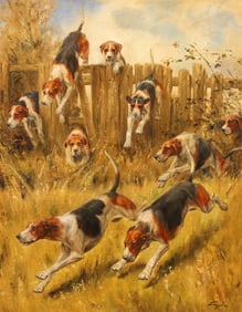 J. R. Kissinger sporting painting Hounds in Pursuit