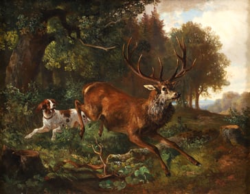 Leaping Stag painting after Edwin Henry Landseer