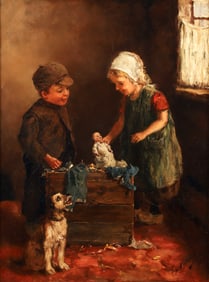John Henry Henrici genre painting The Family Play