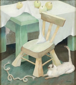 Glen Davis Cubist Still Life Kitten Chair and Table