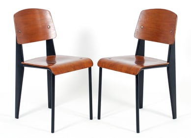 Pair of Modernist Side Chairs Attributed to Jean Prouve