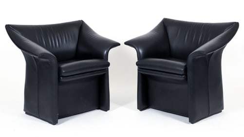 Pair of Modern Italian Leather Arm Chairs