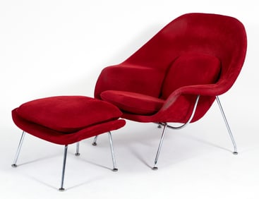Eero Saarinen for Knoll Upholstered Womb Chair and Ottoman