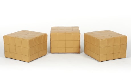 3 MCM Danish Leather Patchwork Ottomans