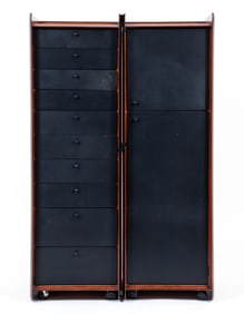 Set of Afra and Tobia Scarpa Artona Chests Rosewood and Leather
