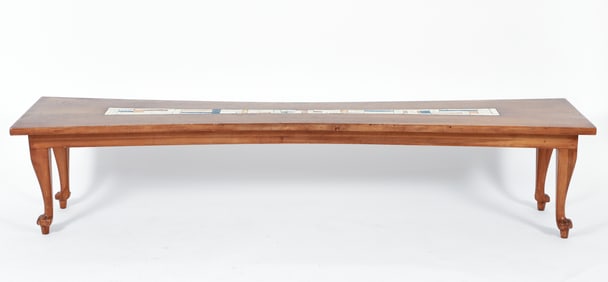 Jerry Caplan Tile Top Curvilinear Coffee Table/Bench