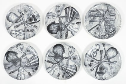 Set of 6 Fornasetti Milan Strumenti Musicali Plates