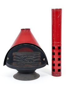 Wendell Lovett Style Red Enamel Preway Fireplace