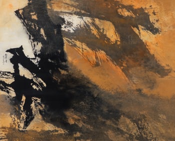 Fong Chung-Ray Abstract in Brown and Black Watercolor
