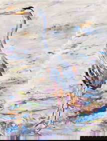 Billy Sullivan 1982 pastel Blue Heron