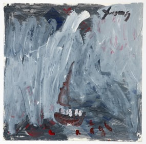 Purvis Young Abstract with Ship Work on Paper