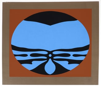 Jack Youngerman Large Blue and Brown Serigraph Signed 1978