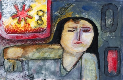 Kamal Youssef 2008 Portrait of a Girl Work on Paper